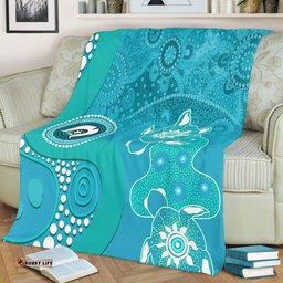 Amazing Aussie Australia Turtles Aboriginal Indigenous Dot Turtles In The Ocean (Turquoise) Blanket