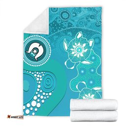 Amazing Aussie Australia Turtles Aboriginal Indigenous Dot Turtles In The Ocean (Turquoise) Blanket