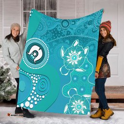 Amazing Aussie Australia Turtles Aboriginal Indigenous Dot Turtles In The Ocean (Turquoise) Blanket