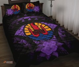 Tahiti Quilt Bed Set Hibiscus Purple A02