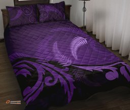 Quilt Bed Set NZ Silver Fern Purple A31