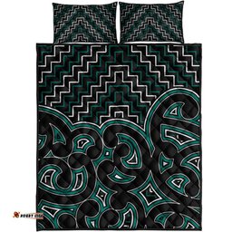 New Zealand Quilt Bed Set Maori Graphic Tee patterns Green
