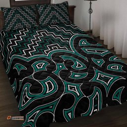 New Zealand Quilt Bed Set Maori Graphic Tee patterns Green