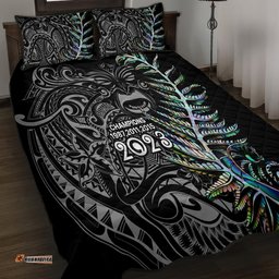 New Zealand Rugby Quilt Bed Set NZ Black Fern Champions History With Papua Shell
