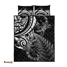 New Zealand Lizard Quilt Bed Set Silver Fern Aotearoa Maori