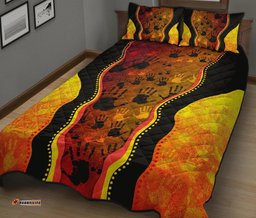 Aboriginal Quilt Cover Set, Aboriginal Rock Painting Hand Art Golden Style
