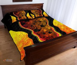 Aboriginal Quilt Cover Set, Aboriginal Rock Painting Hand Art Golden Style