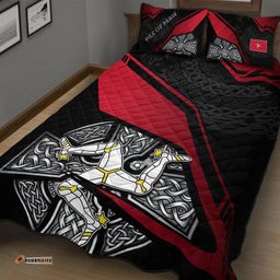 Isle Of Man Celtic Quilt Bed Set Celtic Cross and Manx Triskelion