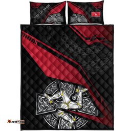 Isle Of Man Celtic Quilt Bed Set Celtic Cross and Manx Triskelion