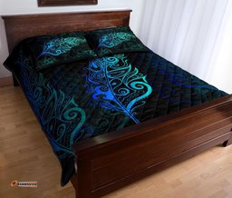 Light Silver Fern New Zealand Quilt Bed Set Blue
