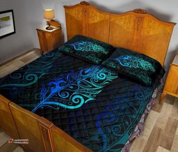 Light Silver Fern New Zealand Quilt Bed Set Blue