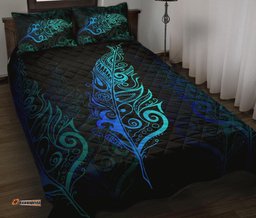 Light Silver Fern New Zealand Quilt Bed Set Blue