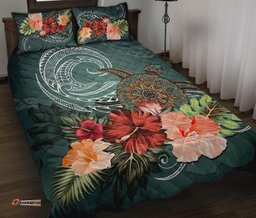 Turtle Polynesian Quilt Bed Set Hibiscus