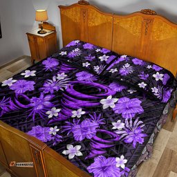Australian Hurricanes Cricket Quilt Bed Set Baeuty Pacific Hibiscus and Polynesian Pattern