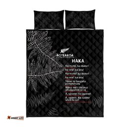 Custom New Zealand Haka Rugby Quilt Bed Set 2024 Pacific Go Black Silver Fern
