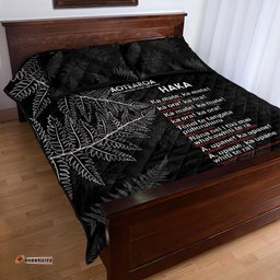 Custom New Zealand Haka Rugby Quilt Bed Set 2024 Pacific Go Black Silver Fern