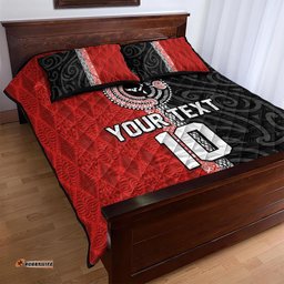 Custom Tonga and New Zealand Rugby Quilt Bed Set Maori Mix Ngatu Pattern