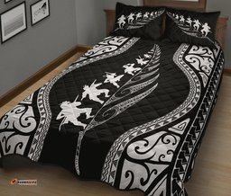 New Zealand Haka Fern Quilt Bed Set Black