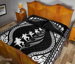 New Zealand Haka Fern Quilt Bed Set Black