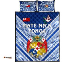 Mate Ma'a Tonga Rugby Quilt Bed Set Polynesian Creative Style - Blue