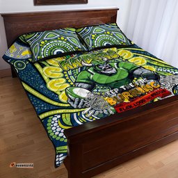 Custom NAIDOC Week 2024 Raiders Quilt Bed Set Mascot Rugby