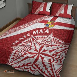 Tonga Rugby Mate Maa Quilt Bed Set Ngatu Pattern