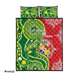 Tonga Australia Rugby Quilt Bed Set Kangaroos And Tonga Mate Maa Together