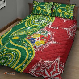 Tonga Australia Rugby Quilt Bed Set Kangaroos And Tonga Mate Maa Together
