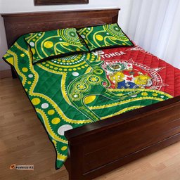 Tonga Australia Rugby Quilt Bed Set Kangaroos And Tonga Mate Maa Together