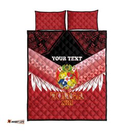 Custom Mate Maa Tonga XIII Quilt Bed Set Tongan Kupesi Ngatu - Rugby Style