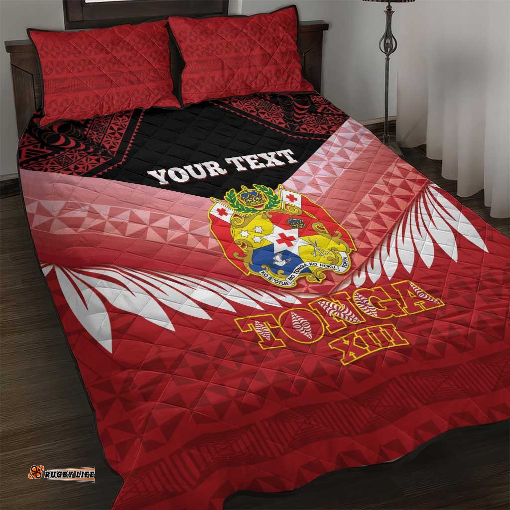 Custom Mate Maa Tonga XIII Quilt Bed Set Tongan Kupesi Ngatu - Rugby Style