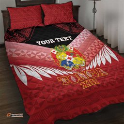Custom Mate Maa Tonga XIII Quilt Bed Set Tongan Kupesi Ngatu - Rugby Style