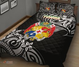 Mate Ma'a Tonga Rugby Quilt Bed Set Polynesian Unique Vibes - Black