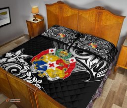 Mate Ma'a Tonga Rugby Quilt Bed Set Polynesian Unique Vibes - Black