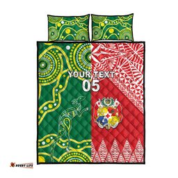 Custom Tonga XIII And Australia Kangaroos Quilt Bed Set Mate Maa Tongan Ngatu With Aboriginal