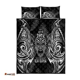 Custom New Zealand Rugby Quilt Bed Set World Cup Aotearoa Haka Face