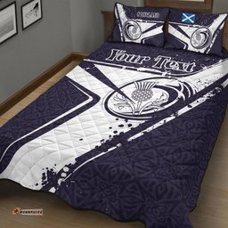 Custom Text Scotland Rugby Personalised Quilt Bed Set Scottish Rugby
