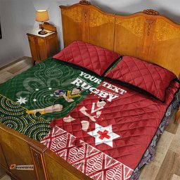 Custom Mate Maa Tonga And Kangaroo Australia Quilt Bed Set Tongan Kupesi Mix Aboriginal Art