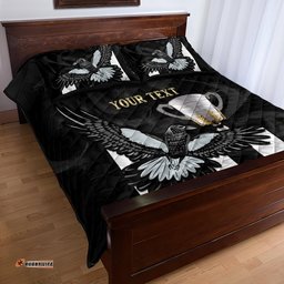 Personalised AFL Collingwood Quilt Bed Set Magpies Premiers With Trophy Proud