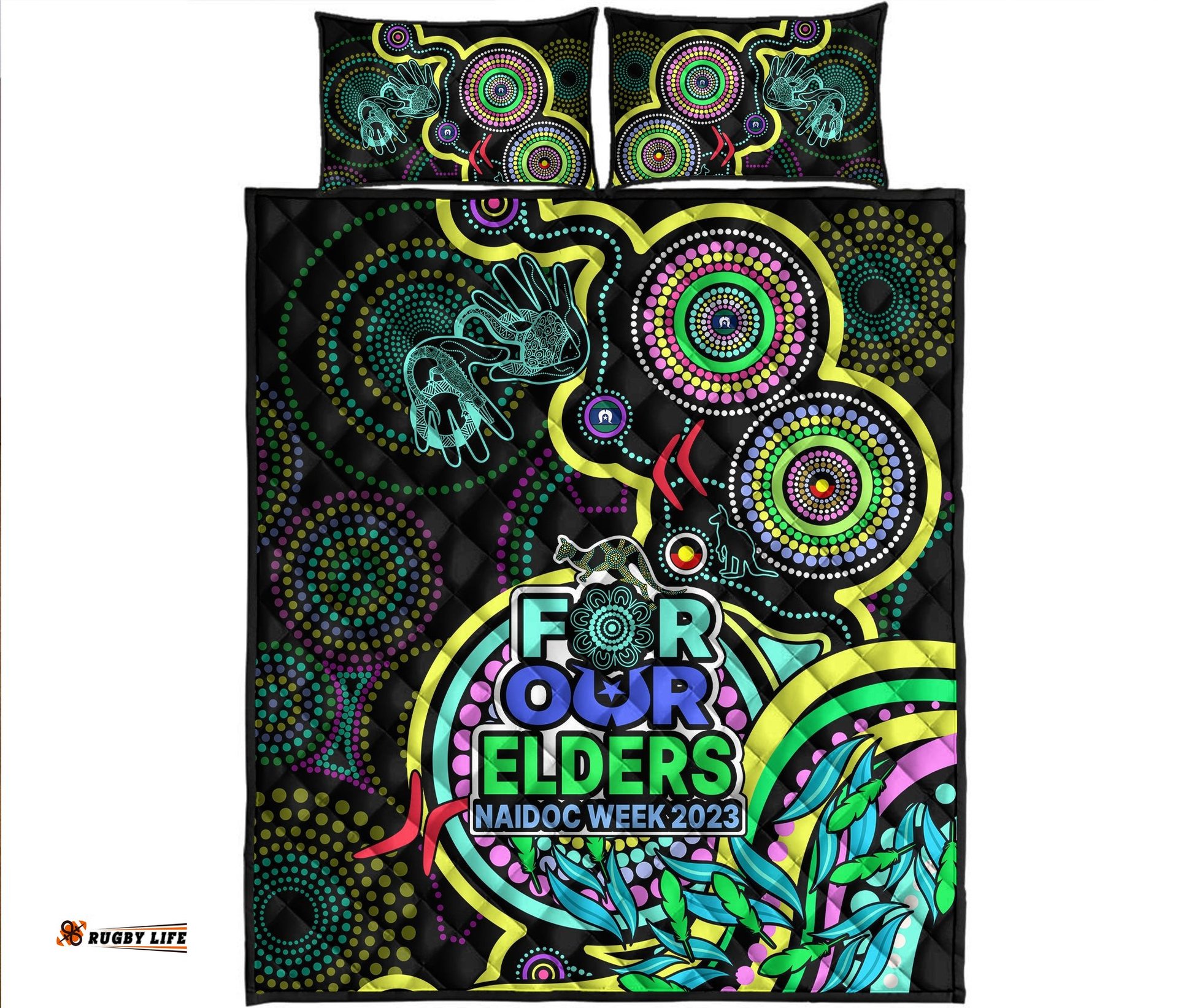 NAIDOC Week Quilt Bed Set Indigenous Tribal Ver.02 Yellow