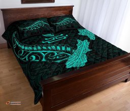 New Zealand Heart Quilt Bed Set Map Kiwi Mix Silver Fern Turquoise