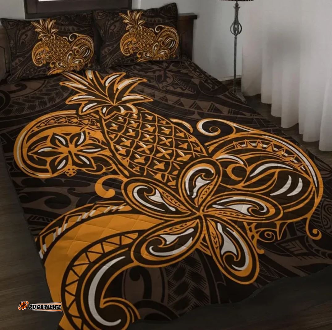 Polynesian Home Set Tribe Pineapple Quilt Bed Set