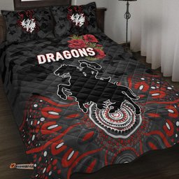 St. George Illawarra Dragons ANZAC Quilt Bed Set Indigenous Vibes Black