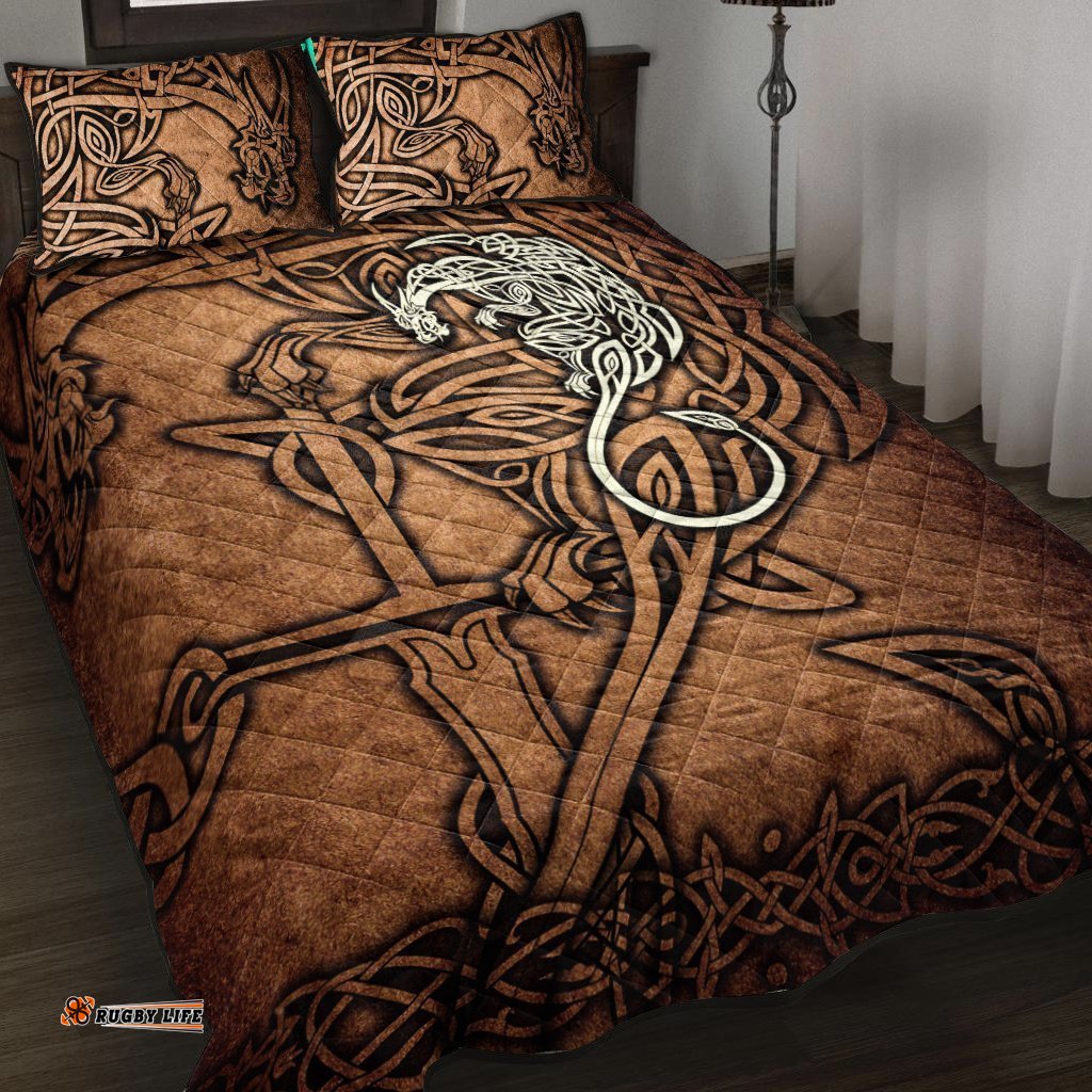 Celtic Dragon Quilt Bed Set Celtic Dragon With Cross Vintage Style