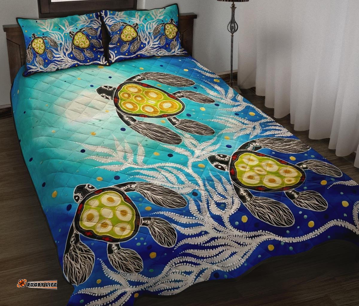 Vibe Hoodie Australia Aboriginal Quilt Cover Set, Turtle Art Towards the Light