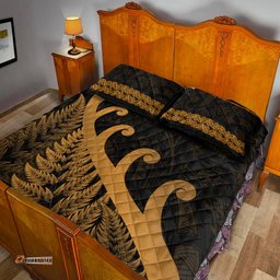 New Zealand Rugby Maori Quilt Bed Set Silver Fern Koru Vibes Gold