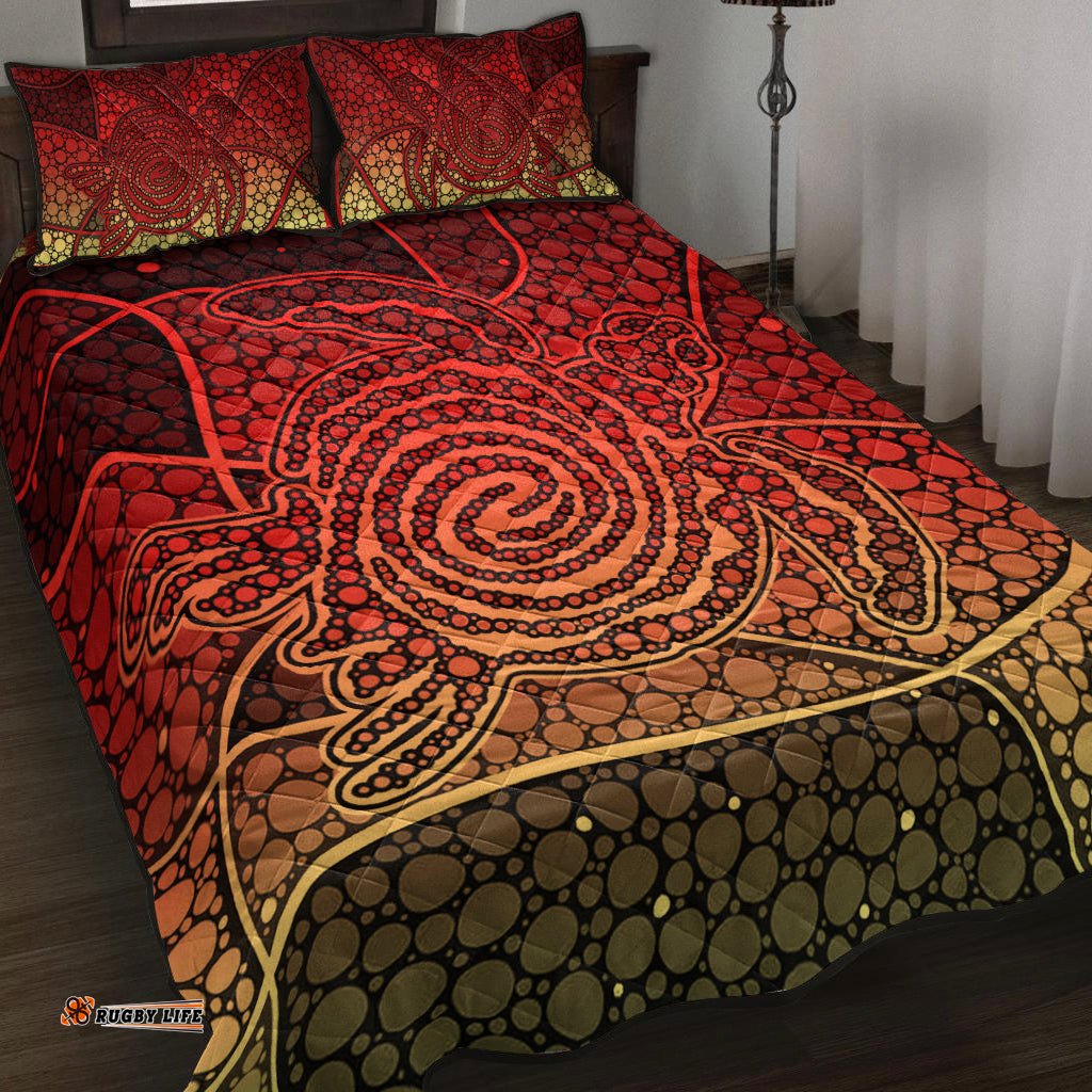Turtle Quilt Bedding Set Aboriginal Red Style