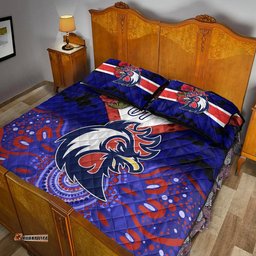 Custom Personalised Sydney Roosters ANZAC Quilt Bed Set Indigenous Vibes Blue