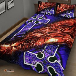 Celtic Quilt Bed Set Fire Dragon And Water Cross Style