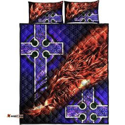 Celtic Quilt Bed Set Fire Dragon And Water Cross Style